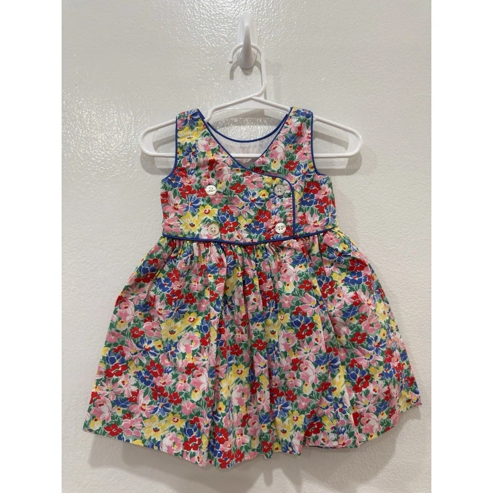 Polo Ralph‎ Lauren Floral Sleeveless Dress Size 9M Designer Baby Dress